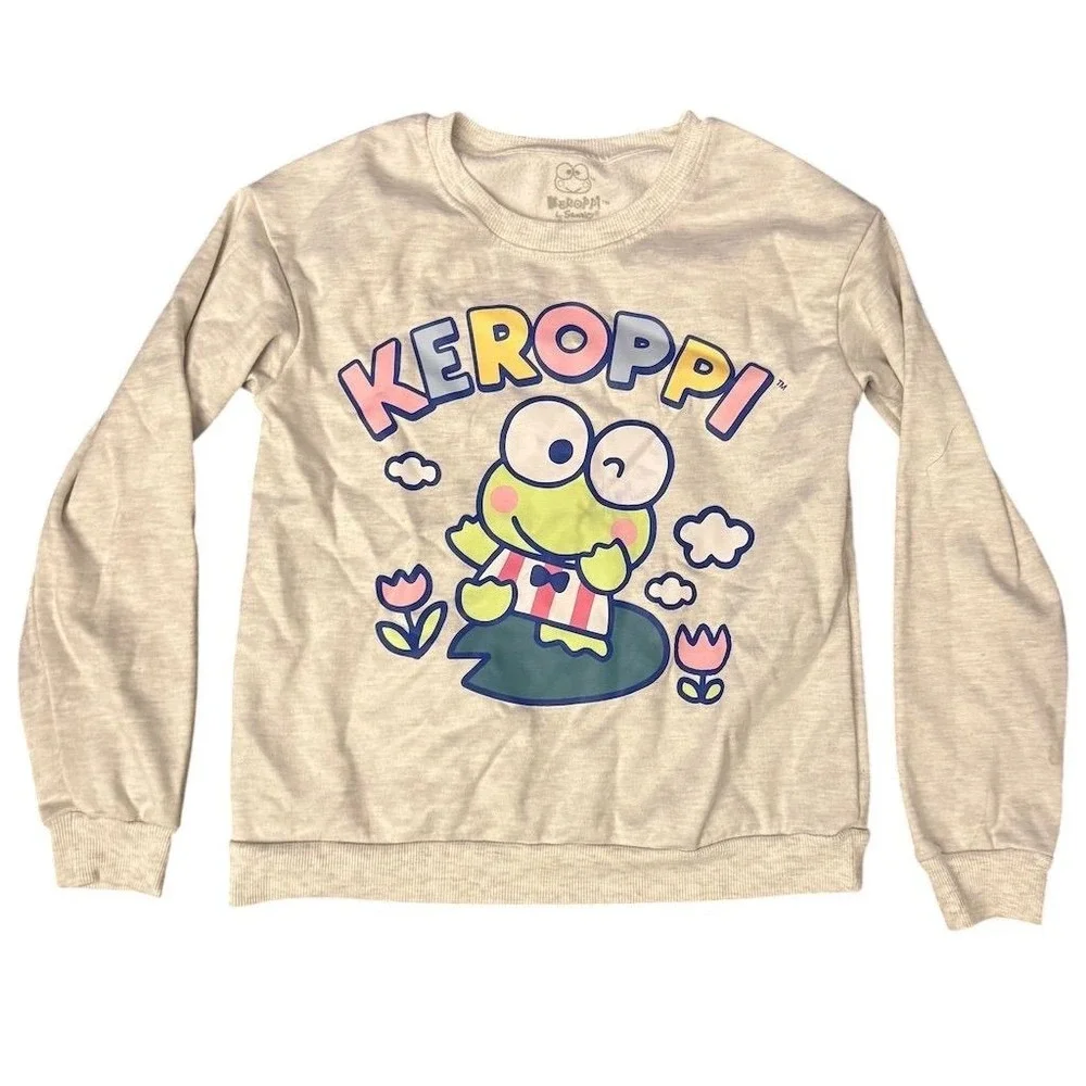 Sanrio Kids Large Gray Sweatshirt 12-14 Keroppi Casual‎ Fall Wear